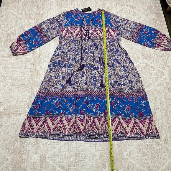 NWT R.Vivimos Long Sleeve Floral Retro V Neck Tassel Bohemian Dresses, XL 16/18 - Picture 7 of 11